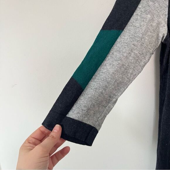 Mexx Grey Green Color Block 3/4 Sleeves Midi Wool Cotton Blend Sweater Dress - Picture 5 of 6
